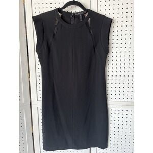 BCBG Maxazria Sleeveless Sheath Cocktail Black Dress Mesh Panels Size 2